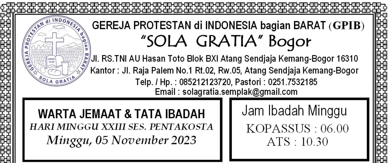 Read more about the article Tata Ibadah & Warta Jemaat, Minggu 05 November 2023