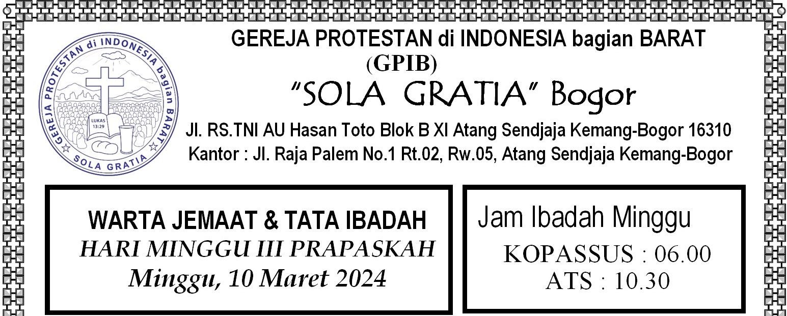 Read more about the article Warta Jemaat & Tata Ibadah, Minggu 10 Maret 2024