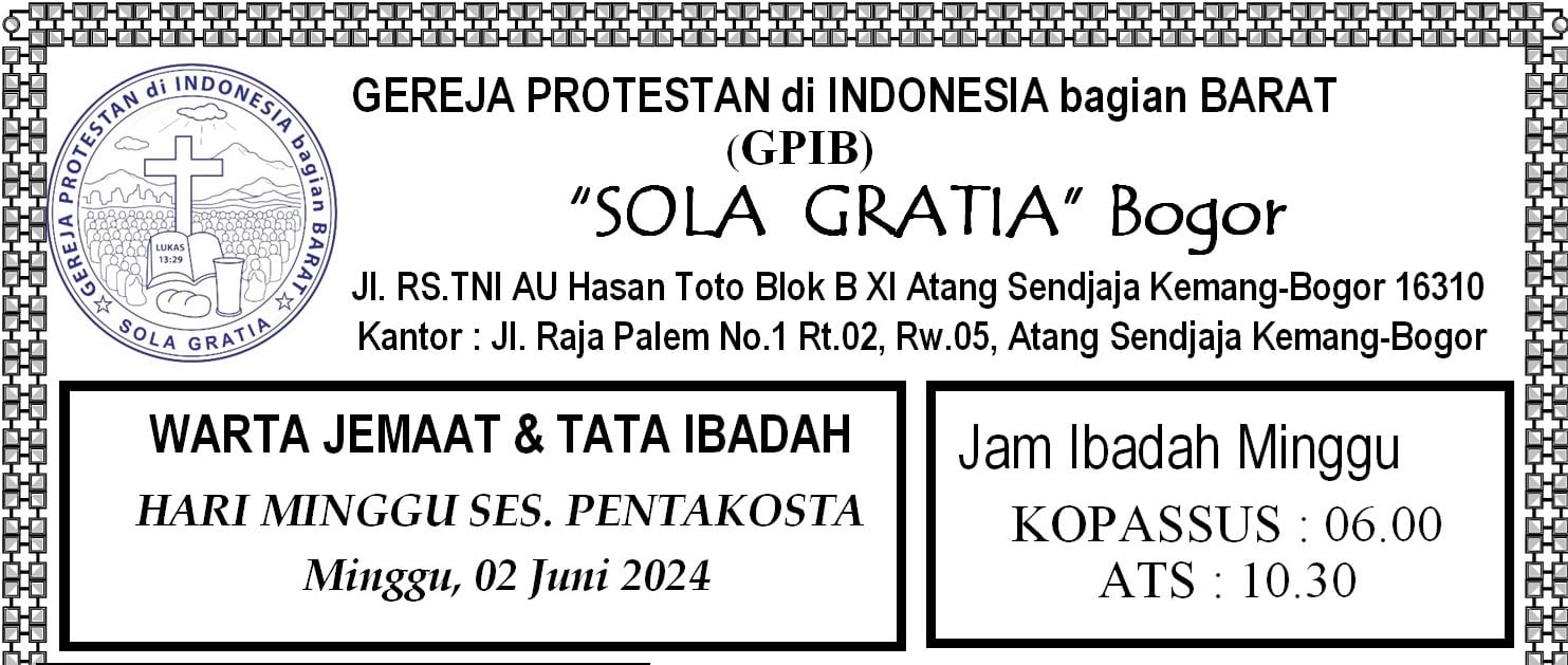 Read more about the article Tata Ibadah, BULAN PELKES Minggu 02 Juni 2024
