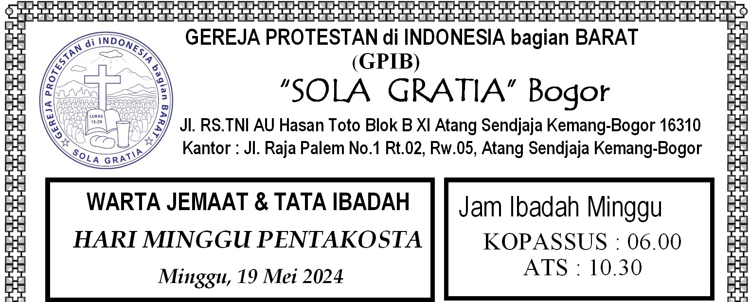 Read more about the article Tata Ibadah & Warta Jemaat, Minggu 19 Mei 2024