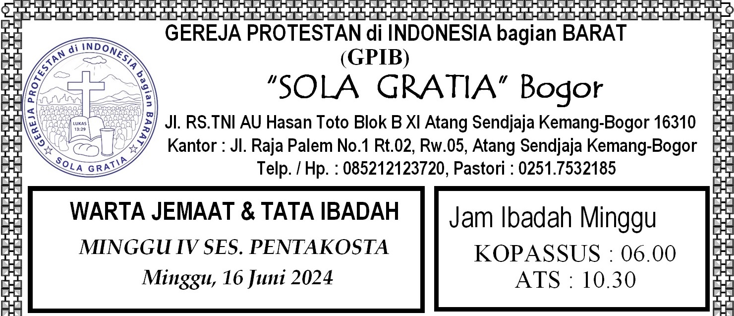 Read more about the article Tata Ibadah & Warta Jemaat, Minggu 16 Juni 2024