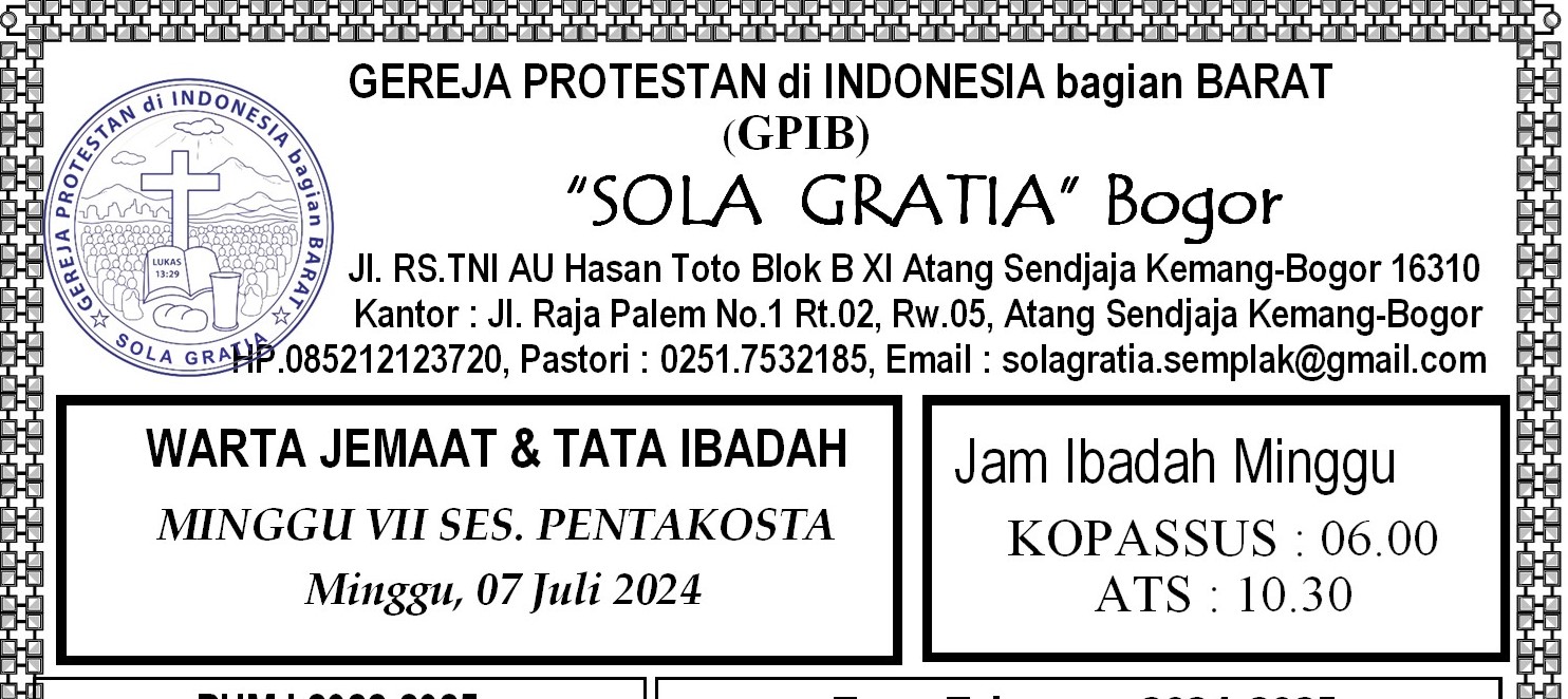 Read more about the article Tata Ibadah & Warta Jemaat, Minggu 07 Juli 2024
