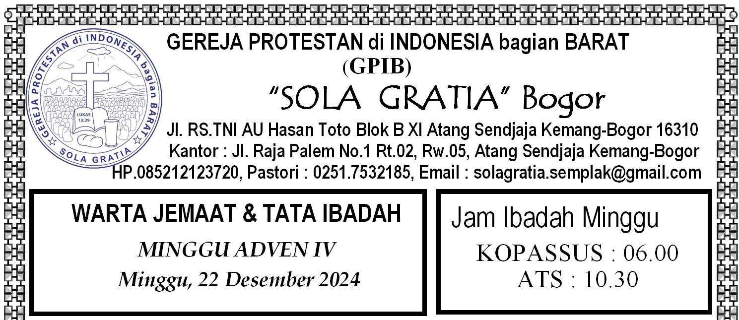 Read more about the article Tata Ibadah & Warta Ibadah, Minggu 22 Desember 2024