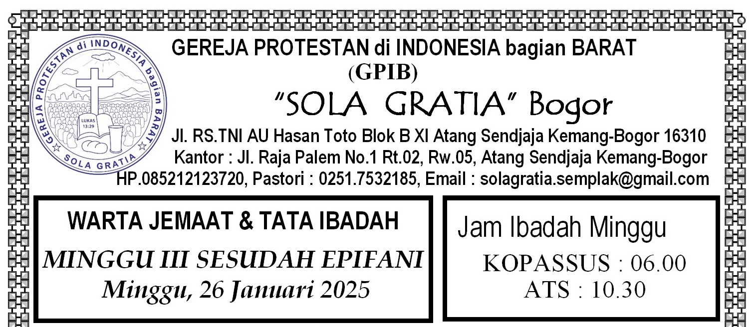 Read more about the article Tata Ibadah & Warta Jemaat, Minggu 26 Januari 2025