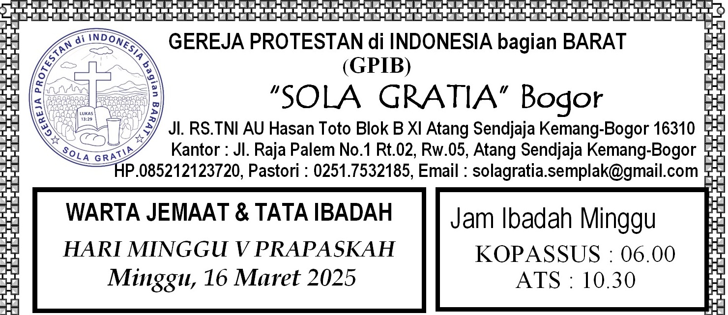 Read more about the article Tata Ibadah & Warta Jemaat, Minggu 16 Maret 2025