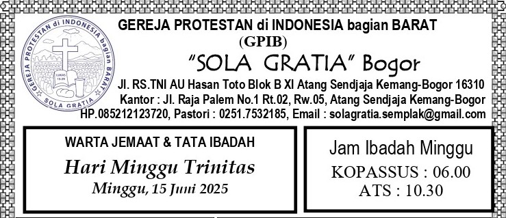 Read more about the article Tata Ibadah & Warta Jemaat, Minggu 15 Juni 2025
