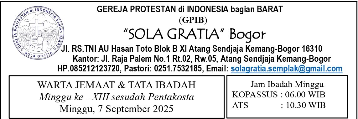 Read more about the article Tata Ibadah & Warta Jemaat, Minggu 07 September 2025