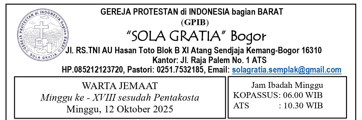Read more about the article Tata Ibadah & Warta Jemaat, Minggu 12 Oktober 2025
