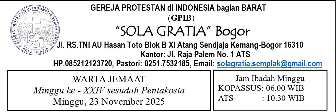 Read more about the article Tata Ibadah & Warta Jemaat, Minggu 23 November 2025