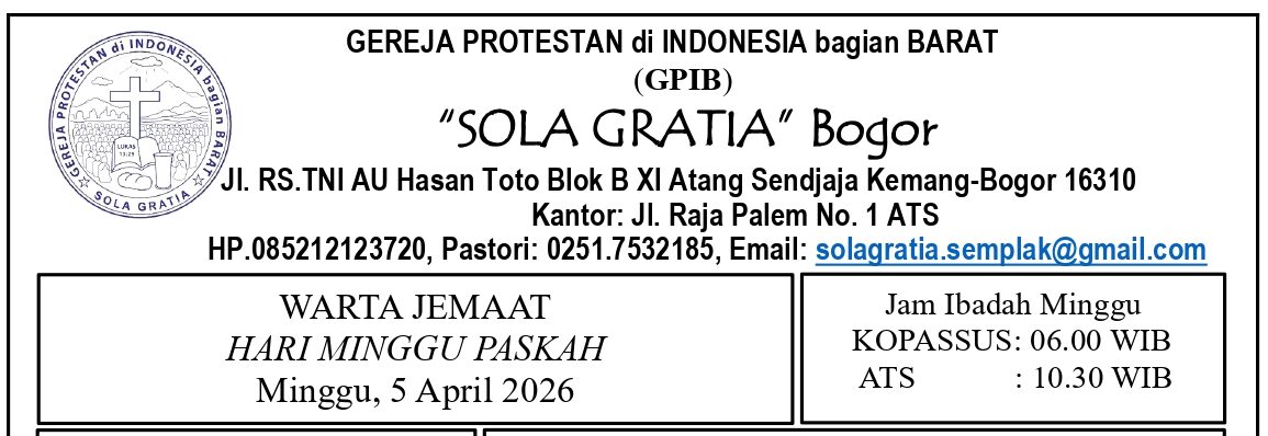 Read more about the article Tata Ibadah dan Warta Jemaat Paskah, Minggu 5 April 2026