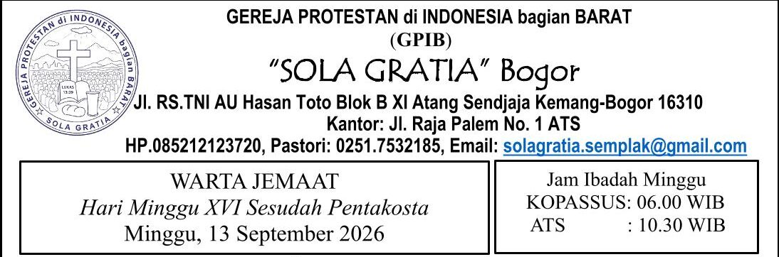 Read more about the article Tata Ibadah & Warta Jemaat, Minggu 13 September 2026