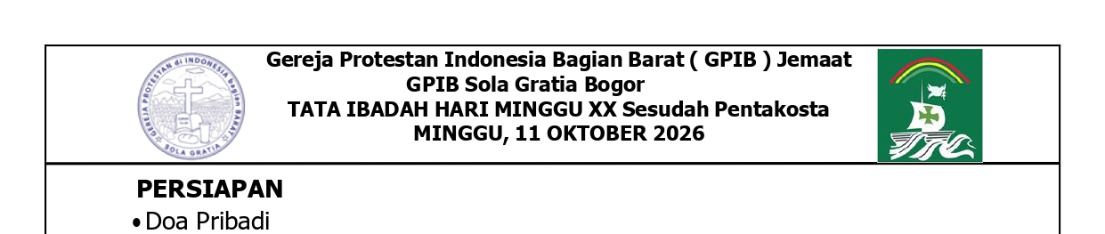 Read more about the article Tata Ibadah & Warta Jemaat, Minggu 11 Oktober 2026