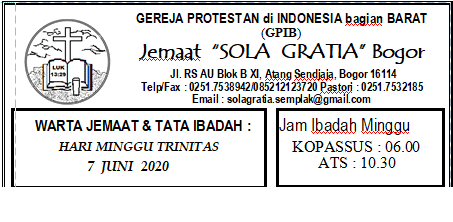 Read more about the article Warta Minggu, 07 Juni 2020