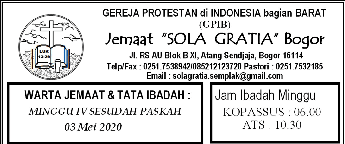 Read more about the article Warta Jemaat Minggu, 3 Mei 2020