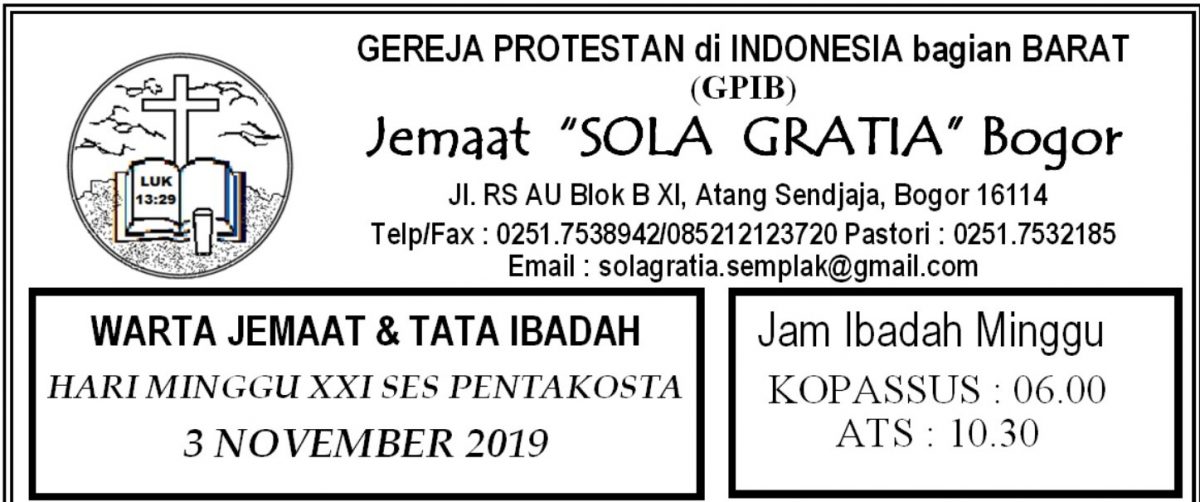 Read more about the article Warta Jemaat Minggu, 03 November 2019