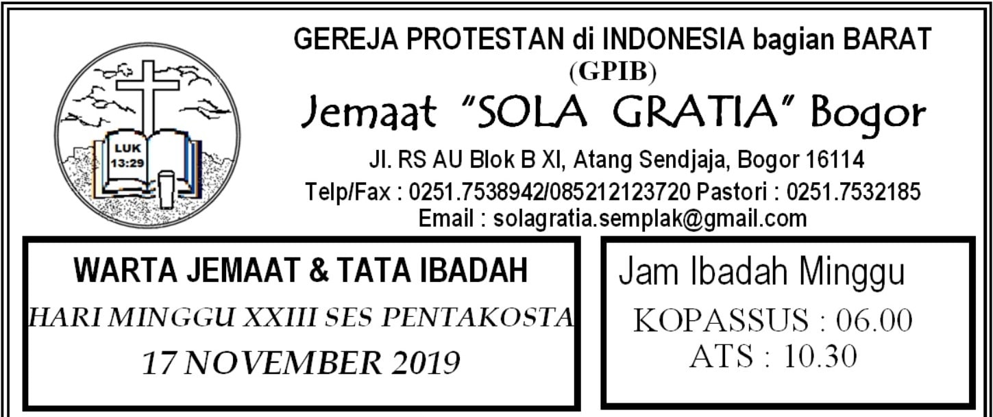 Read more about the article Warta Jemaat Minggu, 17 November 2019