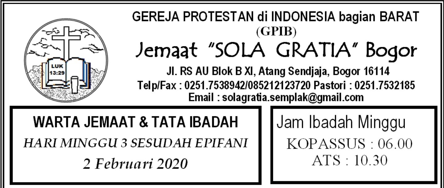 Read more about the article Warta Jemaat Minggu, 02 Febuari 2020