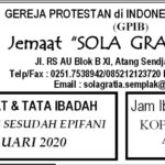 Warta Jemaat Minggu, 16 Februari 2020