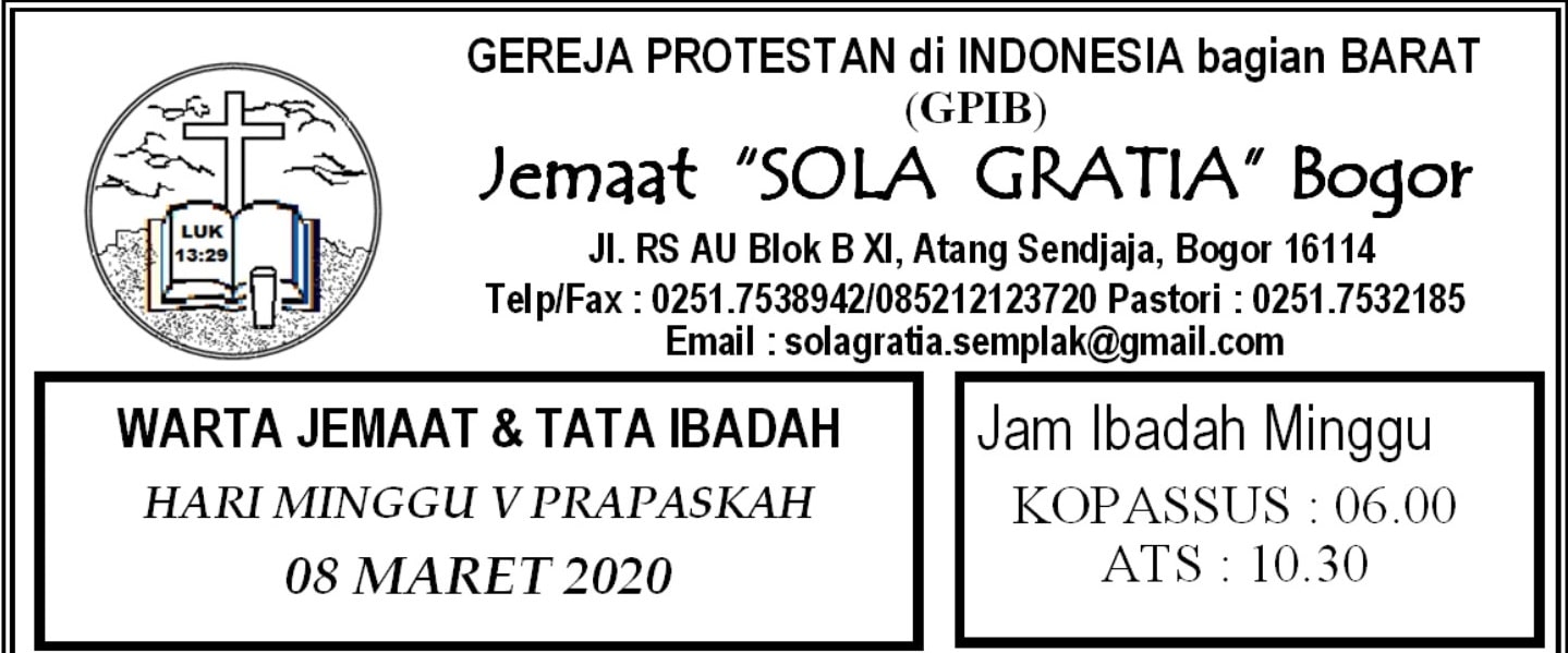 Read more about the article Warta Jemaat Minggu, 08 Maret 2020