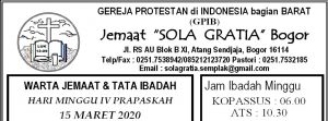 Read more about the article Warta Jemaat Minggu, 15 Maret 2020