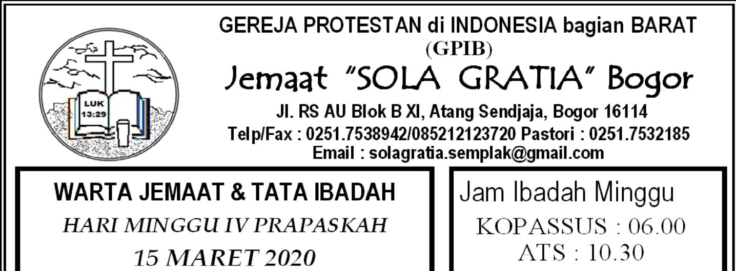 Read more about the article Warta Jemaat Minggu, 22,29 Maret 2020