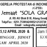 Warta Jemaat 5,12 April 2020  &  TATA IBADAH : MINGGU, JUMAT  AGUNG, PASKAH  APRIL 2020