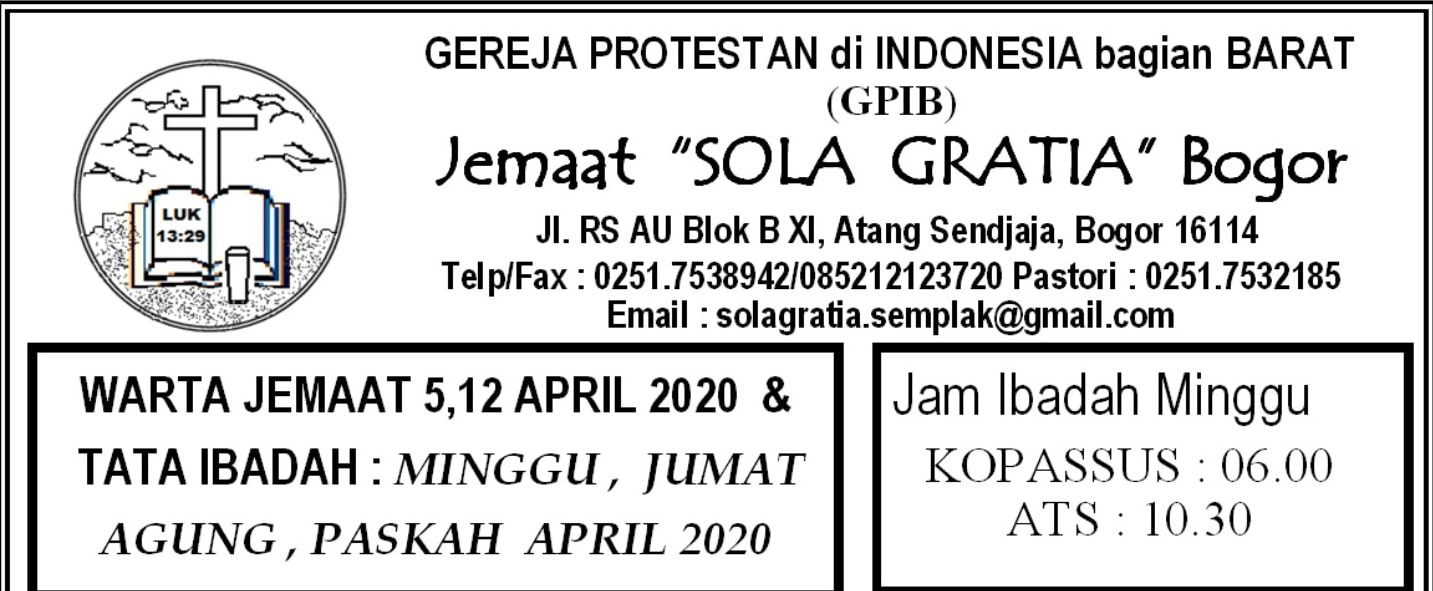 Read more about the article Warta Jemaat 5,12 April 2020  &  TATA IBADAH : MINGGU, JUMAT  AGUNG, PASKAH  APRIL 2020