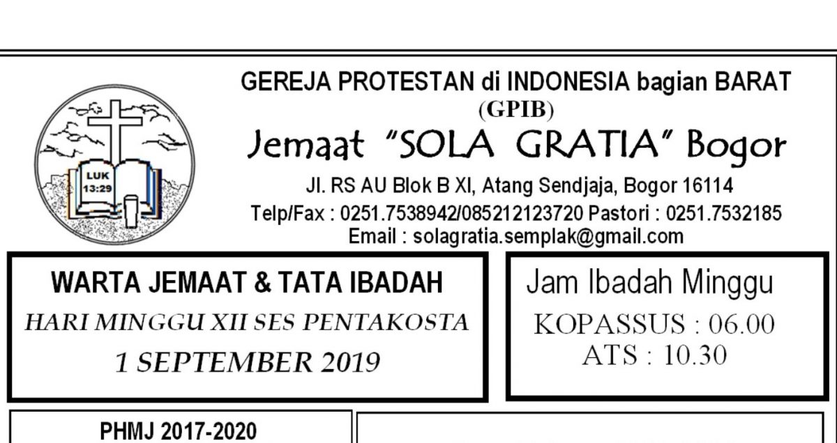 Read more about the article Warta Jemaat Minggu, 01 September 2019