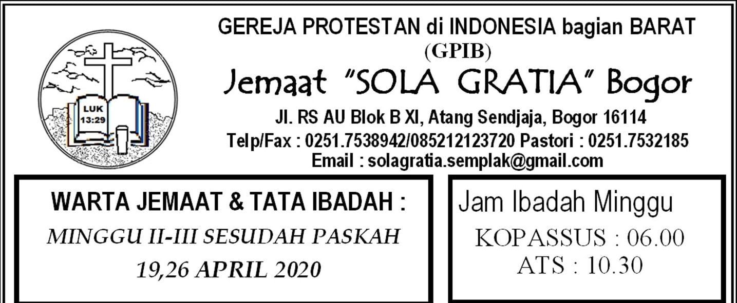 Read more about the article Warta jemaat Minggu, 19 April 2020