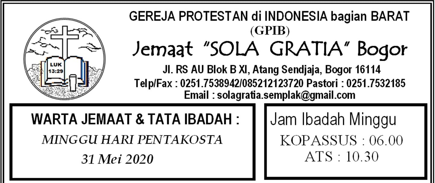 Read more about the article Warta Jemaat Minggu, 31 Mei 2020