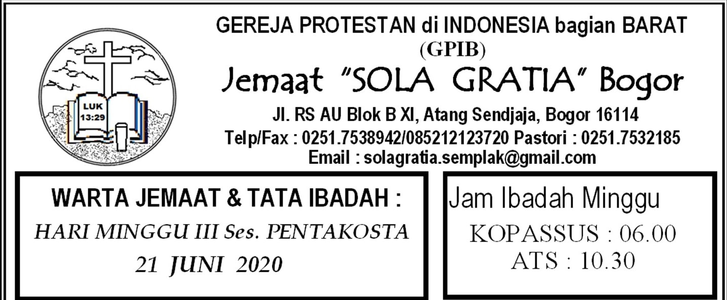 Read more about the article Warta Jemaat Minggu, 21 Juni 2020