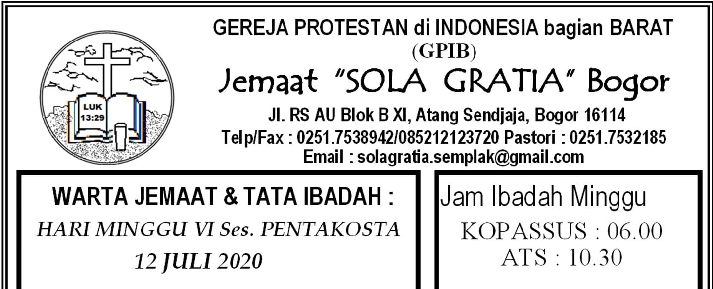 Read more about the article Warta Jemaat Minggu, 12 juli 2020