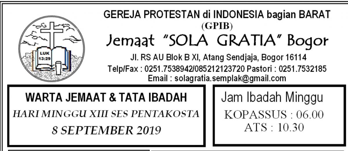 Read more about the article Warta Jemaat Minggu, 08 September 2019
