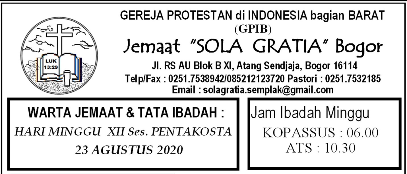 Read more about the article Warta Jemaat Minggu, 23 Agustus 2020