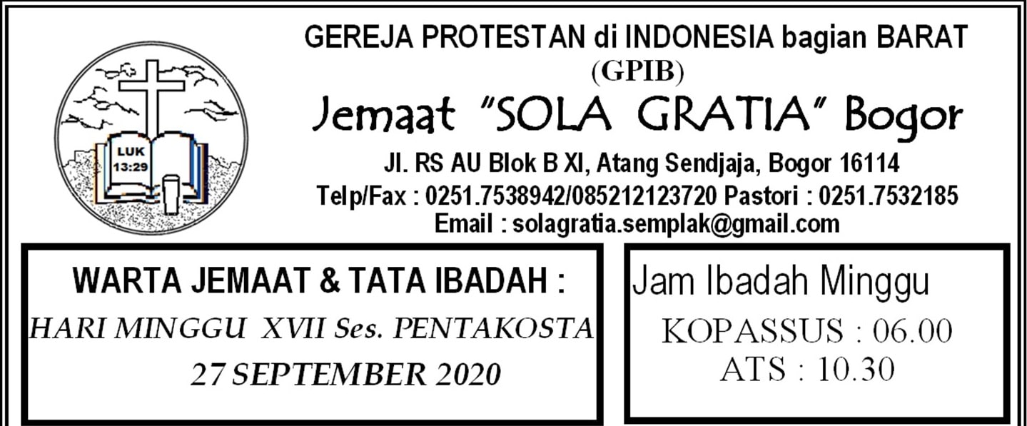 Read more about the article Warta Jemaat Minggu 27 September 2020