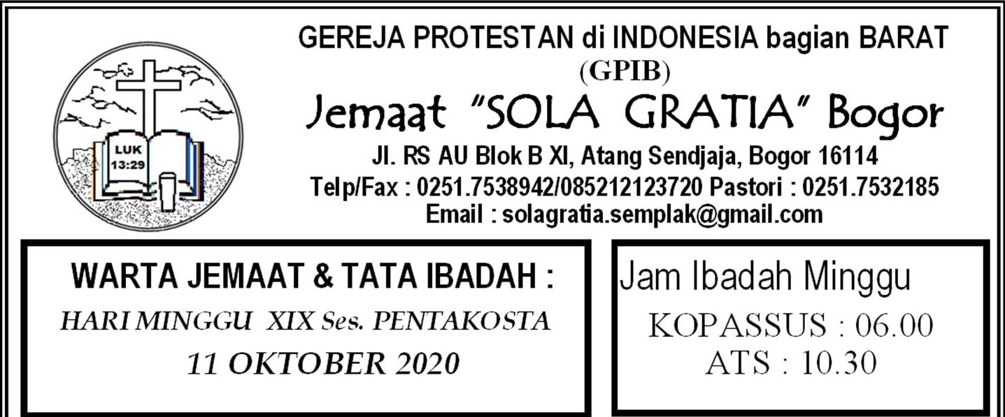Read more about the article Warta Jemaat minggu, 11 Oktober 2020