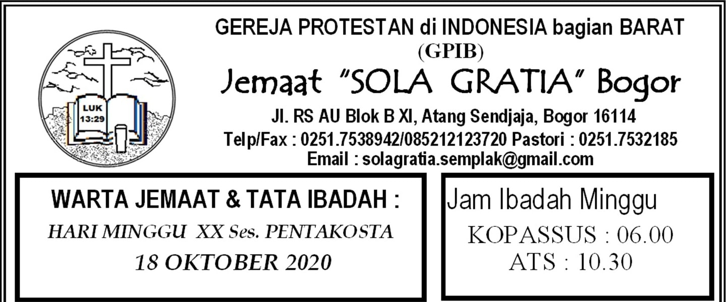 Read more about the article Warta Jemaat Minggu 18 Oktober 2020