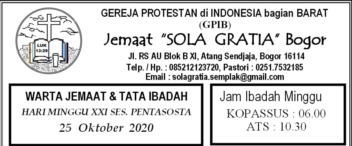 Read more about the article Warta Jemaat Minggu, 25 Oktober 2020