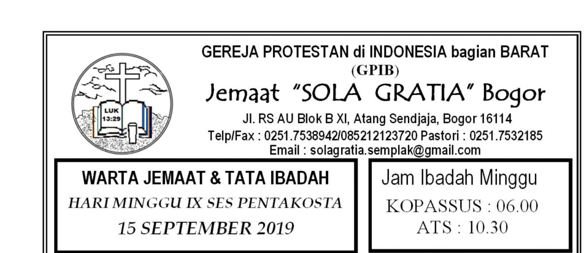 Read more about the article Warta Jemaat Minggu, 15 September 2019