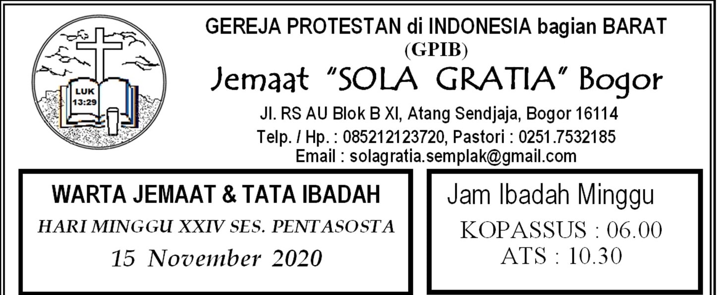Read more about the article Warta Jemaat Minggu, 15 November 2020