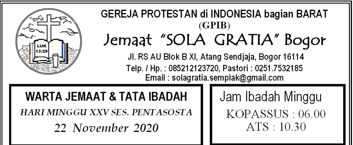 Read more about the article Warta Jemaat Minggu, 22 November 2020