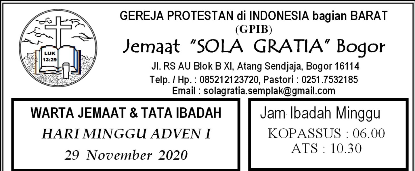 Read more about the article Warta Jemaat Minggu,29 November 2020
