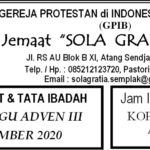 Warta Jemaat Minggu, 13 Desember 2020
