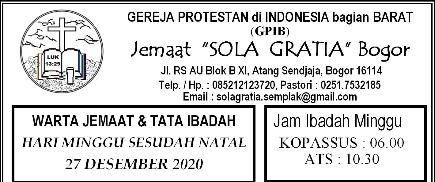 Read more about the article Warta Jemaat Minggu 27 Desember 2020