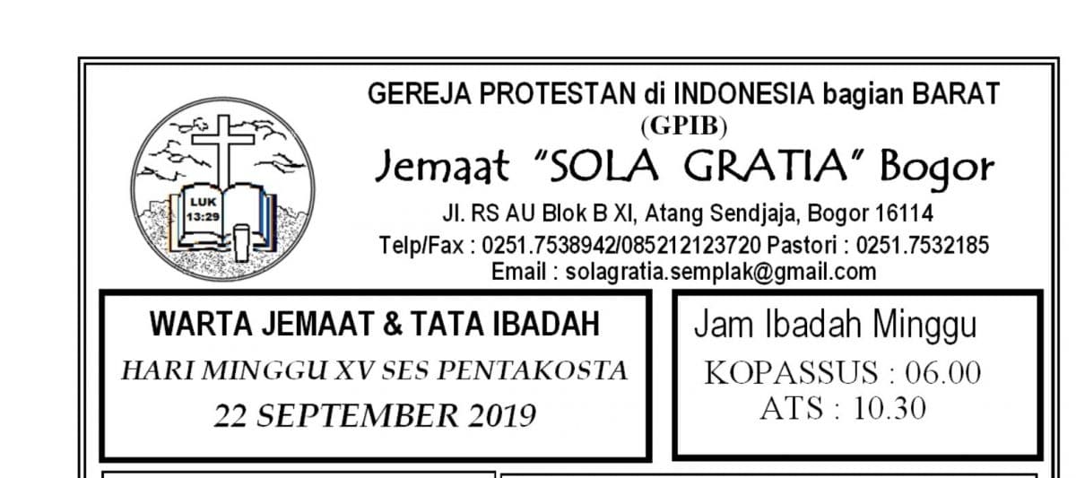 Read more about the article Warta Jemaat 22 September 2019