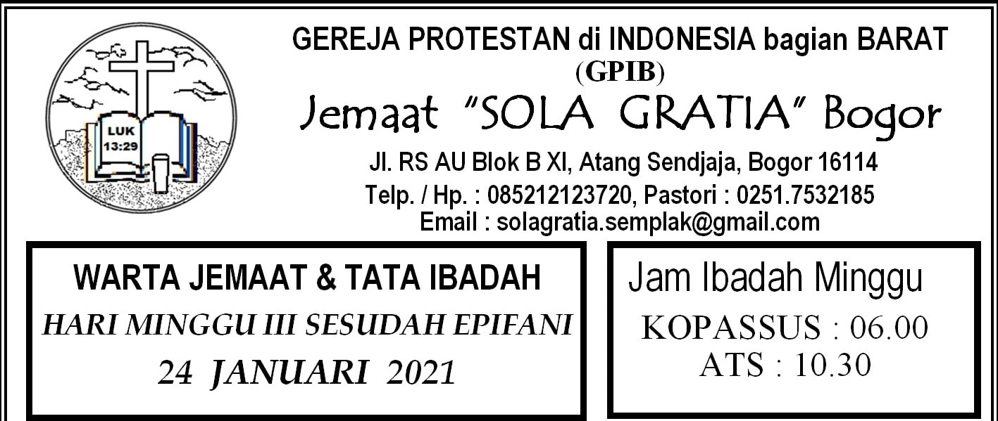 Read more about the article Warta Jemaat Minggu, 24 Januari 2021