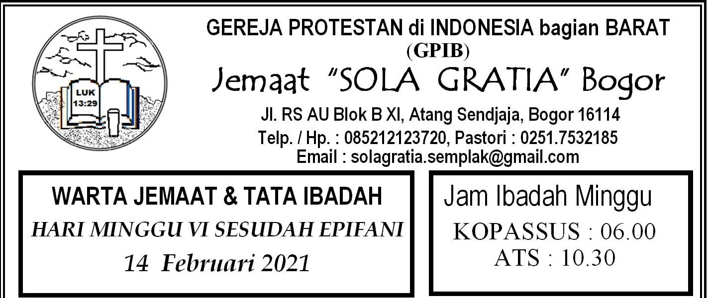 Read more about the article Warta Jemaat Minggu, 14 Februari 2021