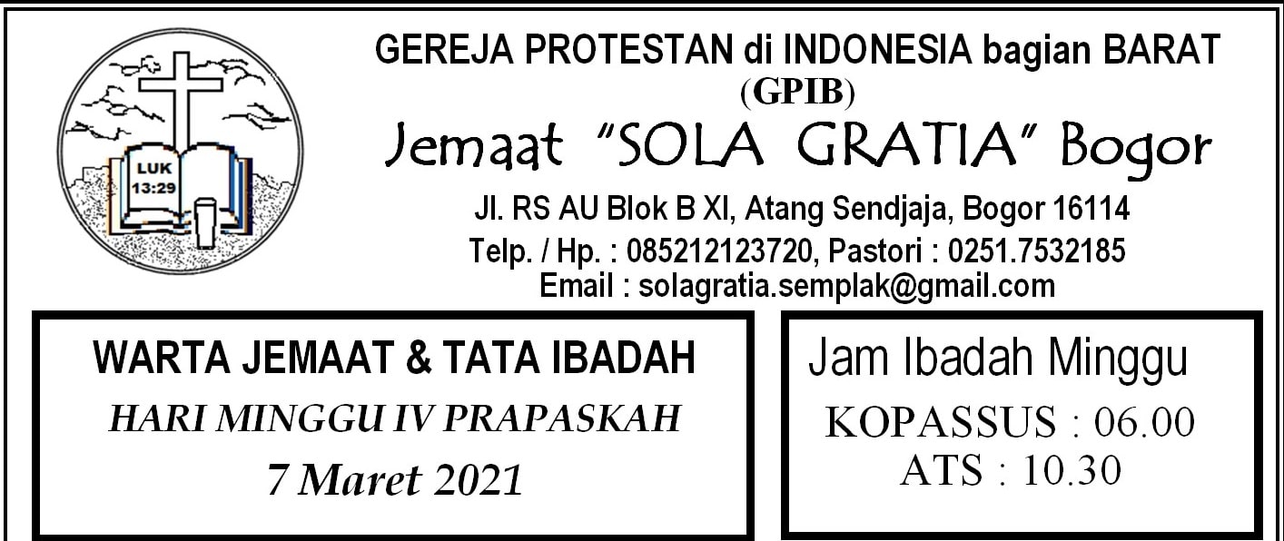 Read more about the article Warta Jemaat Minggu, 07 Maret 2021