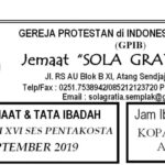 Warta Jemaat Minggu, 29 September 2019