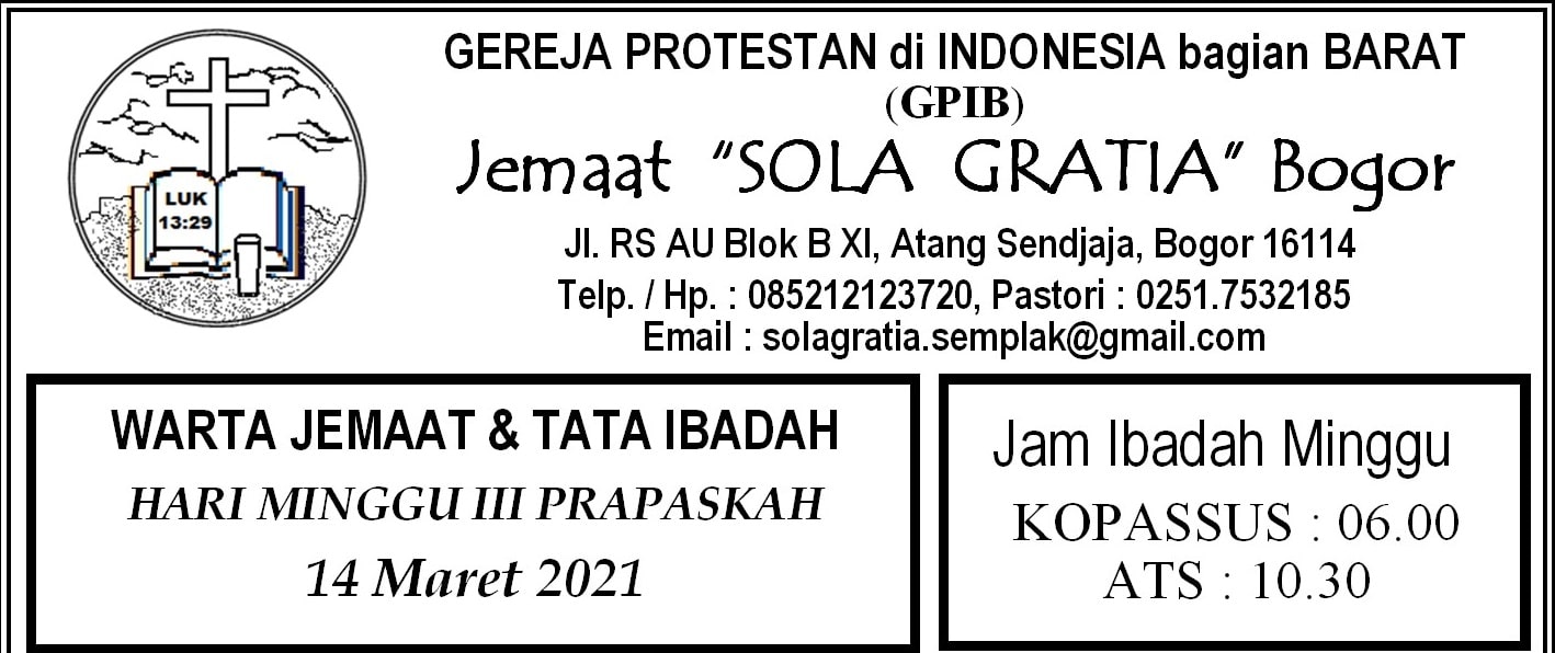 Read more about the article Warta Jemaat Minggu, 14 Maret 2021